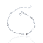 PULSEIRA ELO CORAÇÃO COM BOLINHA PRATA 925