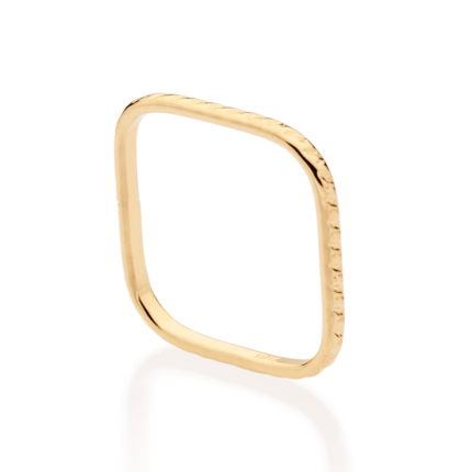 ANEL SKINNY QUADRADO FOLHEADO A OURO 18K ROMMANEL