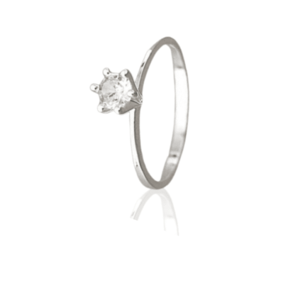 ANEL SOLITARIO ALTO ZIRCONIA MEDIA PRATA 925