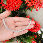 PULSEIRA TRIPLA TRANÇADA COM FIO FINO PRATA 925 - Imagem 2