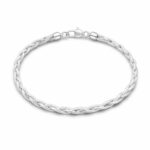 PULSEIRA TRIPLA TRANÇADA COM FIO FINO PRATA 925