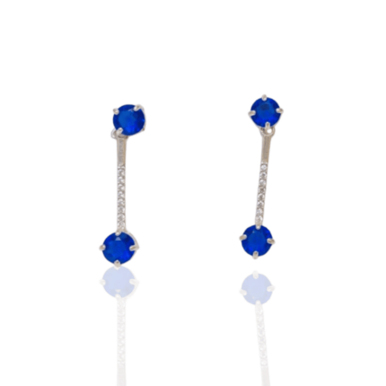 BRINCO MEDIO AZUL E ZIRCONIA PRATA 925