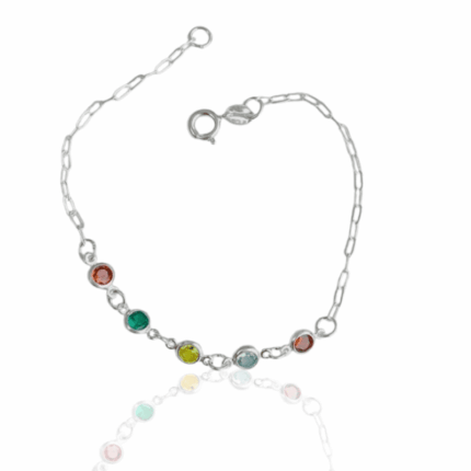PULSEIRA COLORIDA  PRATA 925