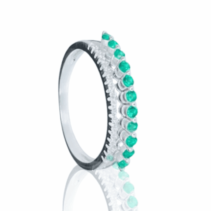 ANEL APARADOR VERDE E ZIRCONIA PRATA 925