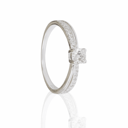 ANEL T23 DELICADO SOLITARIO BAIXO LATERAL DUPLA MEIA ZIRCONIA PRATA 925