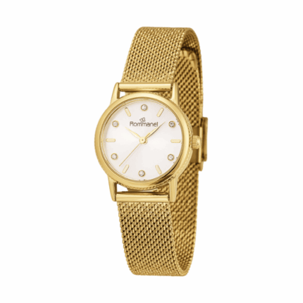 RELOGIO DOURADO MEDIO COM  PULSEIRA ESTEIRA ROMMANEL