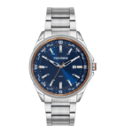 RELOGIO MASCULINO MONDAINE PRATA FUNDO AZUL NUMEROS BRANCOS PEQUENOS ORIGINAL