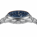 RELOGIO MASCULINO MONDAINE PRATA FUNDO AZUL NUMEROS BRANCOS PEQUENOS ORIGINAL - Imagem 2