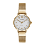 RELOGIO MONDAINE FEMININO DOURADO COM NUMEROS PULSEIRA ESTEIRA ORIGINAL