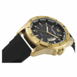 RELOGIO MASCULINO MONDAINE PRETO COM DETALHES DOURADOS PULSEIRA SILICONE ORIGINAL - Imagem 2