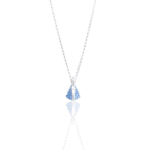 CORDAO 45CM COM PINGENTE NOSSA SENHORA CRAVEJADA AZUL MEDIA PRATA 925