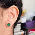 BRINCO CORAÇÃO VERDE ZIRCONIA 8MM PRATA 925 - Imagem 2