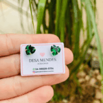 BRINCO CORAÇÃO VERDE ZIRCONIA 8MM PRATA 925 - Imagem 3