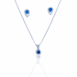 CONJUNTO OVAL ENVELHECIDA AZUL PRATA 925.