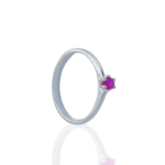 ANEL SOLITÁRIO ZIRCÔNIA ROSA PRATA 925