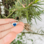 ANEL CORACAO CRAVEJADO ZIRCONIA AZUL PRATA 925 - Imagem 3
