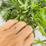 ANEL SOLITÁRIO ZIRCÔNIA ROSA PRATA 925 - Imagem 2