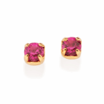 BRINCO PEQUENO ZIRCONIA ROSA COM TARRAXA BABY ROMMANEL