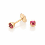 BRINCO PEQUENO ZIRCONIA ROSA COM TARRAXA BABY ROMMANEL - Imagem 3