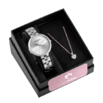 RELOGIO FEMININO MONDAINE PRATA COM BRINDE CORDAO CORAÇÃO ORIGINAL.
