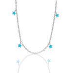 CHOCKER 45CM COM VARIAS ESTRELAS AZUIS PENDURADAS PRATA 925