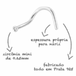 PIERCING NARIZ ZIRCONIA 1MM PRATA 925 - Imagem 2
