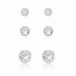 BRINCO TRIO EMBUTIDO PONTO DE LUZ REDONDO 3/4/5MM PRATA 925