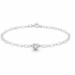 PULSEIRA ELO CORAÇÃO COM ZIRCONIA CORAÇÃO PRATA 925