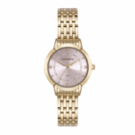 RELOGIO DOURADO FUNDO ROSA MONDAINE FEMININO ORIGINAL - Imagem 2