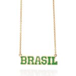CORDAO 5CM / PINGENTE BRASIL VERDE ROMMANEL ORIGINAL